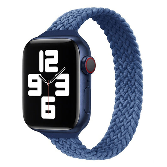 Small Waist Single Loop Nylon Braid Watch Band For Apple Watch Ultra 49mm&Watch Ultra 2 49mm / Series 9&8&7 45mm / SE 3&SE 2&6&SE&5&4 44mm / 3&2&1 42mm, Size:L 165mm(Cold Sea Blue) - Watch Bands by buy2fix | Online Shopping UK | buy2fix