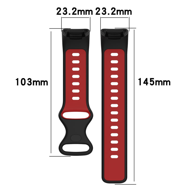 For Fitbit Charge 5 Two-color Silicone Watch Band(Red Black) - Watch Bands by buy2fix | Online Shopping UK | buy2fix