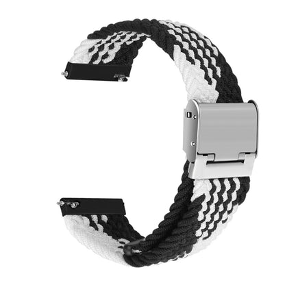 22mm Universal Metal Buckle Nylon Braided Watch Band(Z Black White) - 22mm Bands by buy2fix | Online Shopping UK | buy2fix