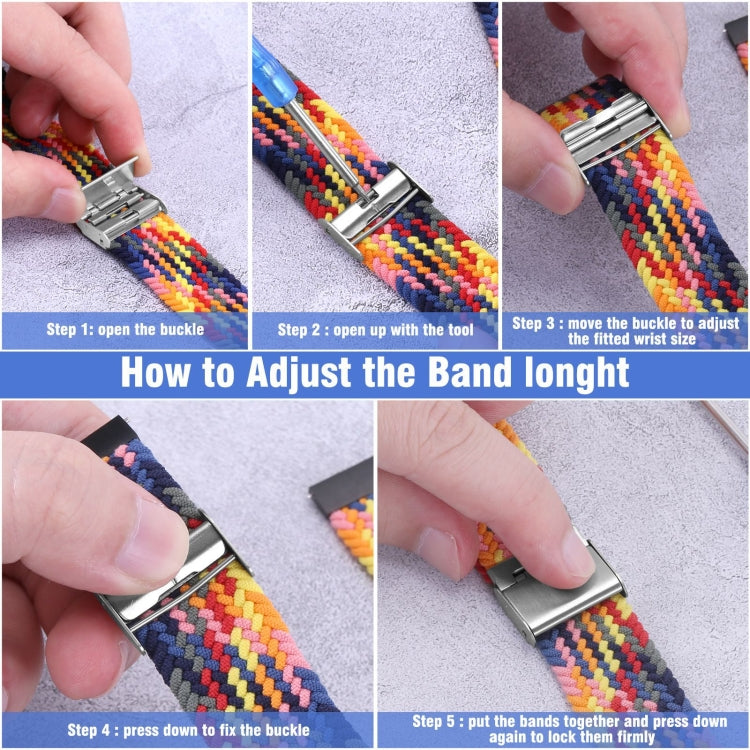 22mm Universal Metal Buckle Nylon Braided Watch Band(Charcoal) - 22mm Bands by buy2fix | Online Shopping UK | buy2fix