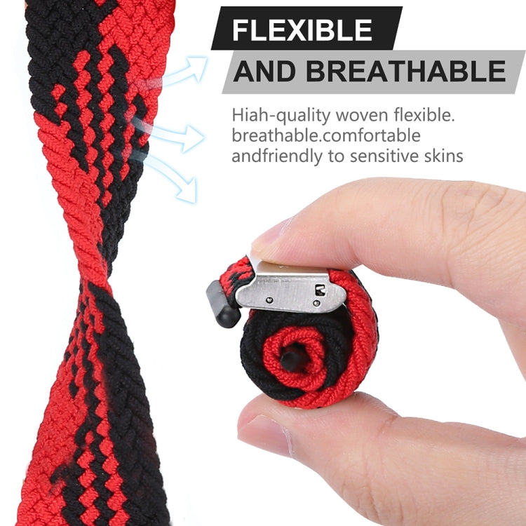 Nylon Braid One Buckle Watch Band For Apple Watch Series 9&8&7 41mm / SE 3&SE 2&6&SE&5&4 40mm / 3&2&1 38mm(Z Black Red) - Watch Bands by buy2fix | Online Shopping UK | buy2fix