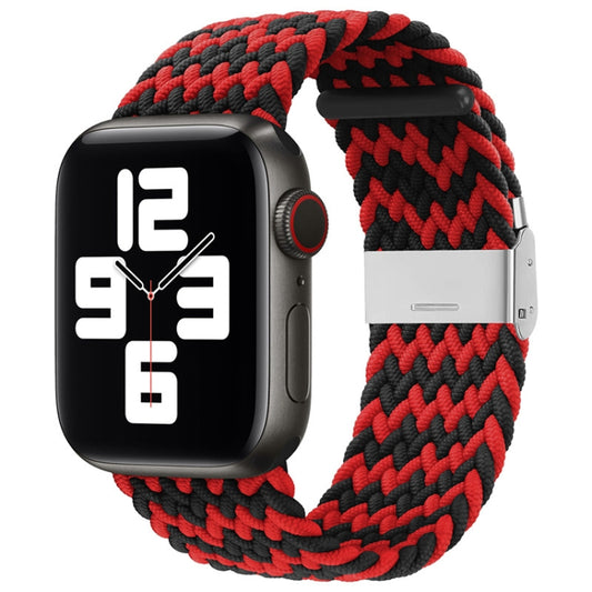 Nylon Braid One Buckle Watch Band For Apple Watch Ultra 49mm&Watch Ultra 2 49mm / Series 9&8&7 45mm / SE 3&SE 2&6&SE&5&4 44mm / 3&2&1 42mm(W Black Red) - Watch Bands by buy2fix | Online Shopping UK | buy2fix