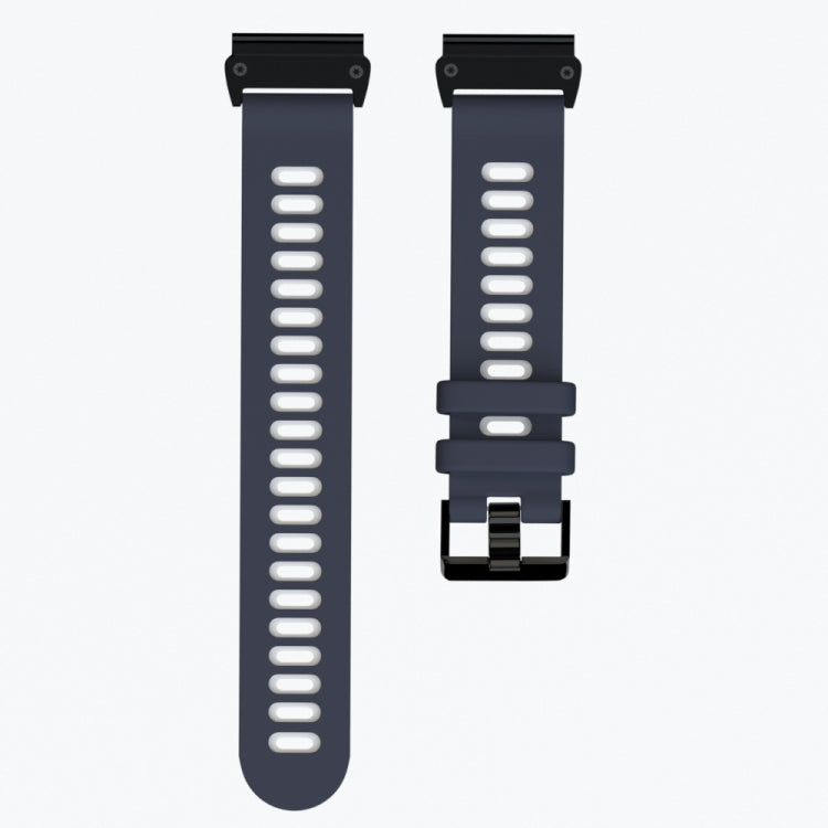 For Garmin Fenix 6 Two-color Silicone Strap Watch Band(Midnight Blue White) - Watch Bands by buy2fix | Online Shopping UK | buy2fix