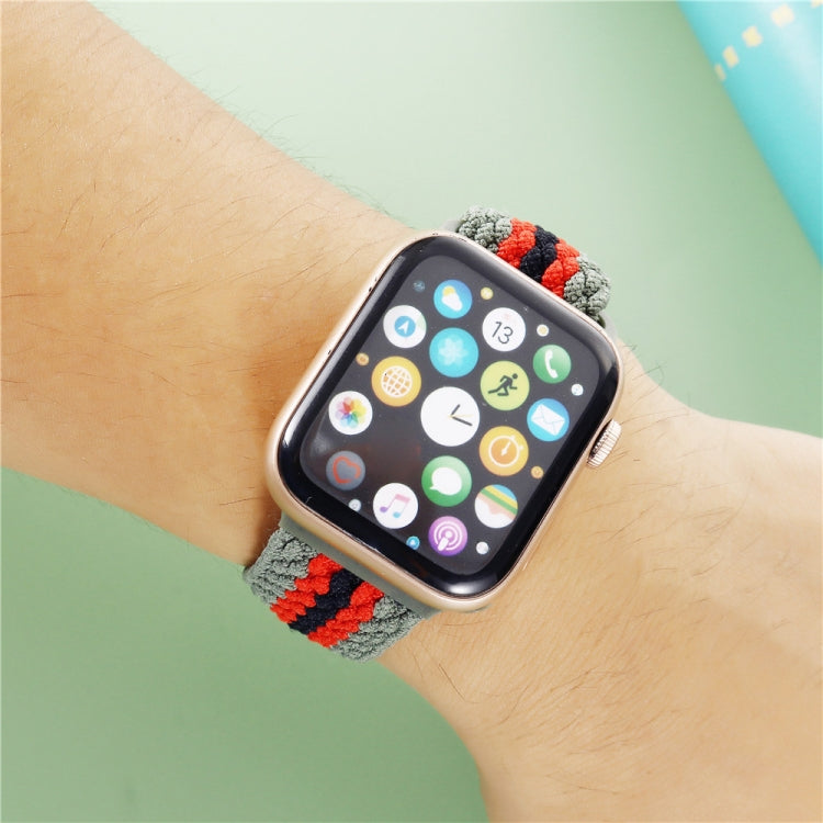 Adjustable Striped Woven Nylon Strap Watch Band For Apple Watch Ultra 49mm&Watch Ultra 2 49mm / Series 9&8&7 45mm / SE 3&SE 2&6&SE&5&4 44mm / 3&2&1 42mm(Blue Yellow Red) - Watch Bands by buy2fix | Online Shopping UK | buy2fix