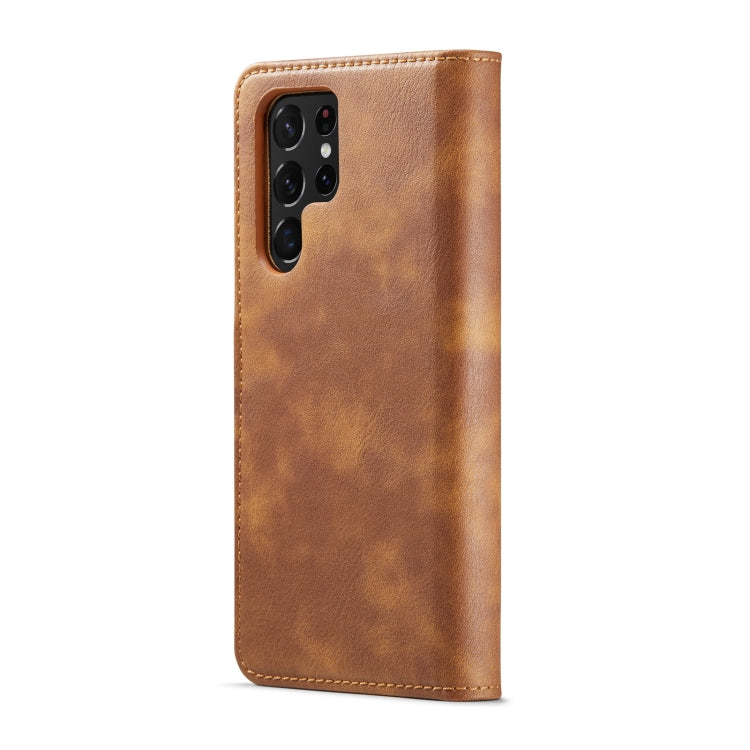 For Samsung Galaxy S22 Ultra 5G DG.MING Crazy Horse Texture Detachable Magnetic Leather Phone Case(Brown) - Galaxy S22 Ultra 5G Cases by DG.MING | Online Shopping UK | buy2fix