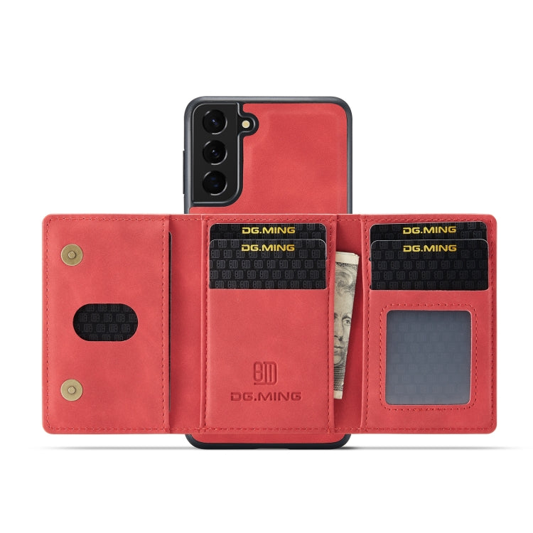 For Samsung Galaxy S22 5G DG.MING M2 Series 3-Fold Multi Card Bag Back Cover Phone Case(Red) - Galaxy S22 5G Cases by DG.MING | Online Shopping UK | buy2fix