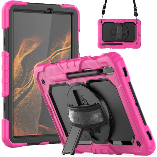 For Samsung Galaxy Tab S8 11 inch SM-X700 Silicone + PC Tablet Case(Rose Red+Black) - Galaxy Tab S8 Cases by buy2fix | Online Shopping UK | buy2fix