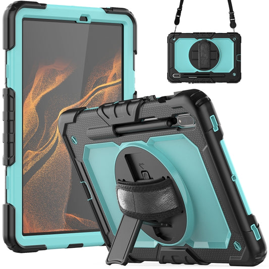 For Samsung Galaxy Tab S8 11 inch SM-X700 Silicone + PC Tablet Case(Black+Light Blue) - Galaxy Tab S8 Cases by buy2fix | Online Shopping UK | buy2fix