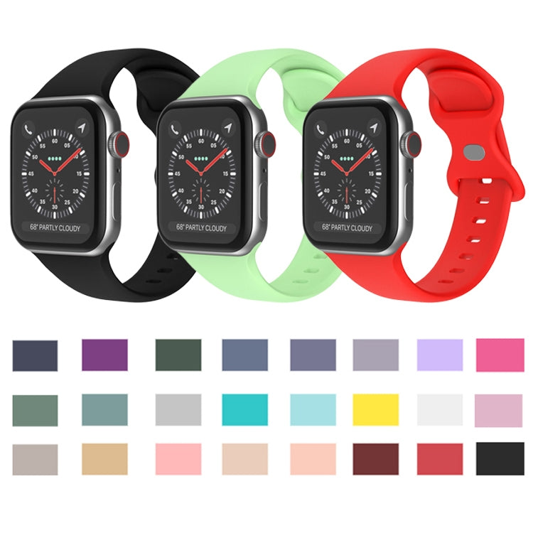 Butterfly Buckle Silicone Watch Band, Size: L For Apple Watch Ultra 49mm&Watch Ultra 2 49mm / Series 9&8&7 45mm / SE 3&SE 2&6&SE&5&4 44mm / 3&2&1 42mm(Wine Red) - Watch Bands by buy2fix | Online Shopping UK | buy2fix