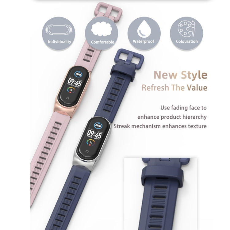 For Xiaomi Mi Band 6 / 5 / 4 / 3 Mijobs Flat Hole Silicone Watch Band, Style:CS Case(Black+Silver) - Watch Bands by MIJOBS | Online Shopping UK | buy2fix
