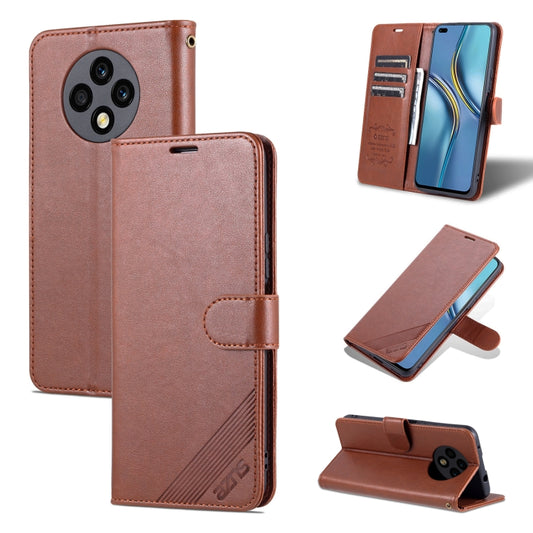 For U-Magic Enjoy 50 Plus AZNS Sheepskin Texture Flip Leather Phone Case(Brown) - More Brand by AZNS | Online Shopping UK | buy2fix