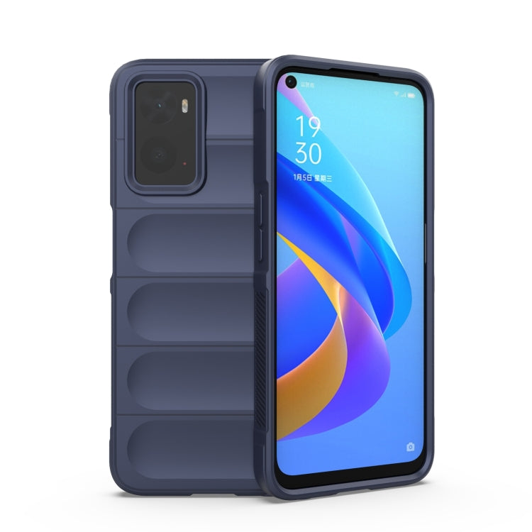 For OPPO A36 4G/A76 4G/Realme 9i Magic Shield TPU + Flannel Phone Case(Dark Blue) - OPPO Cases by buy2fix | Online Shopping UK | buy2fix