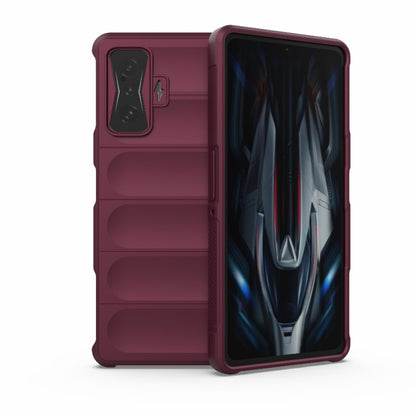 For Xiaomi Redmi K50 Gaming Magic Shield TPU + Flannel Phone Case(Wine Red) - Xiaomi Cases by buy2fix | Online Shopping UK | buy2fix