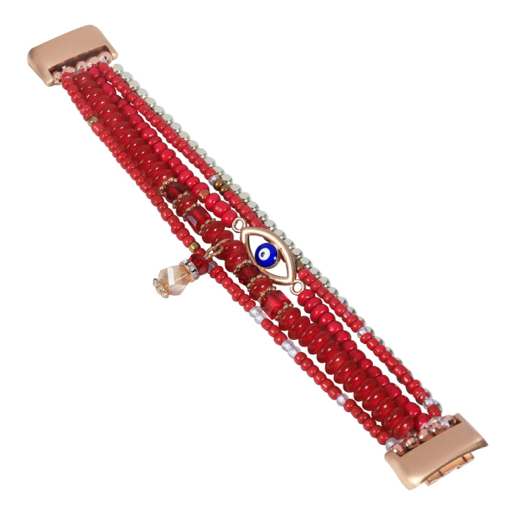 For Fitbit Charge 5 Eye Bead Chain Watch Band(Red) - Watch Bands by buy2fix | Online Shopping UK | buy2fix
