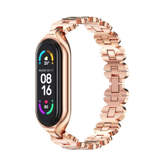 For Xiaomi Mi Band 5 / 6 MIJOBS Bone Chain Double Hole Metal Watch Band(Rose Gold) - Watch Bands by MIJOBS | Online Shopping UK | buy2fix