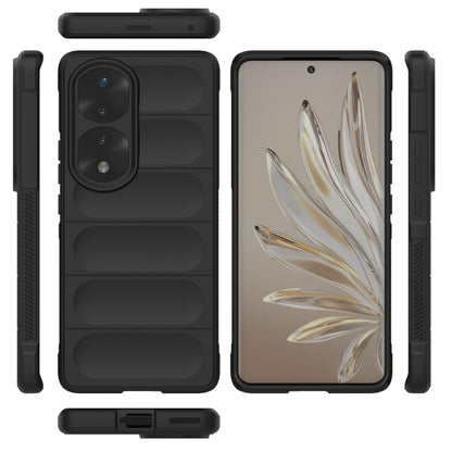 For Honor 70 Pro 5G Magic Shield TPU + Flannel Phone Case(Black) - Honor Cases by buy2fix | Online Shopping UK | buy2fix