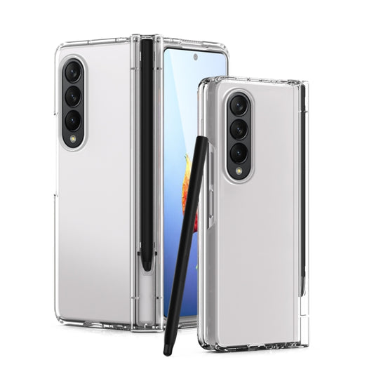 For Samsung Galaxy Z Fold4 Macaron Hinge Phone Case with Stylus Pen Fold Edition & Protective Film(Transparent) - Galaxy Phone Cases by buy2fix | Online Shopping UK | buy2fix