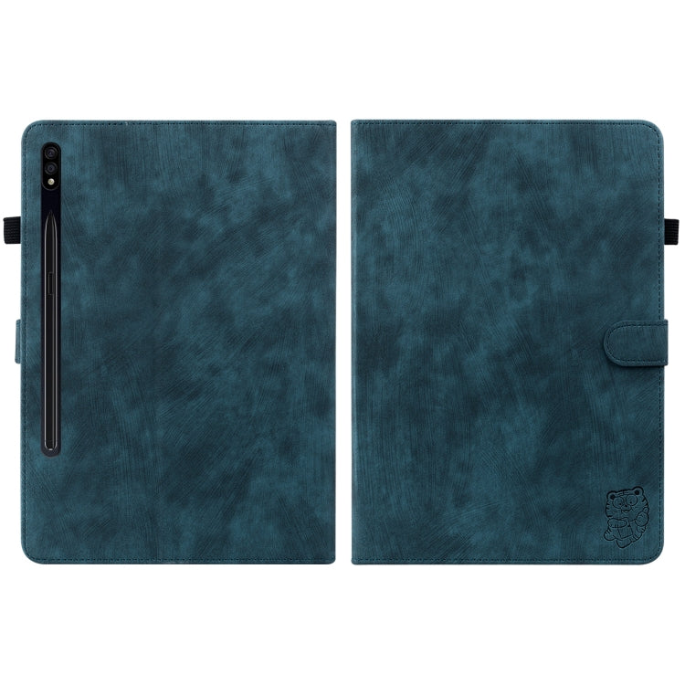 For Samsung Galaxy Tab S9 Tiger Pattern Flip Leather Tablet Case(Dark Blue) - Galaxy Tab S9 Cases by buy2fix | Online Shopping UK | buy2fix