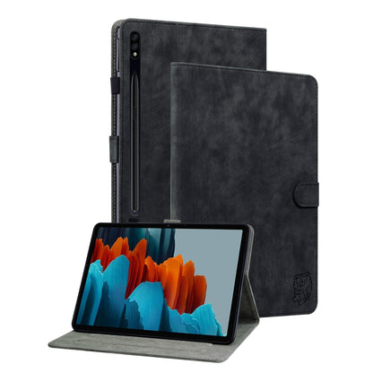 For Samsung Galaxy Tab S9+ Tiger Pattern Flip Leather Tablet Case(Black) - Galaxy Tab S9+ Cases by buy2fix | Online Shopping UK | buy2fix