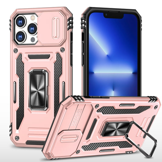 For iPhone 13 Pro Max Armor PC + TPU Camera Shield Phone Case (Rose Gold) - iPhone 13 Pro Max Cases by buy2fix | Online Shopping UK | buy2fix