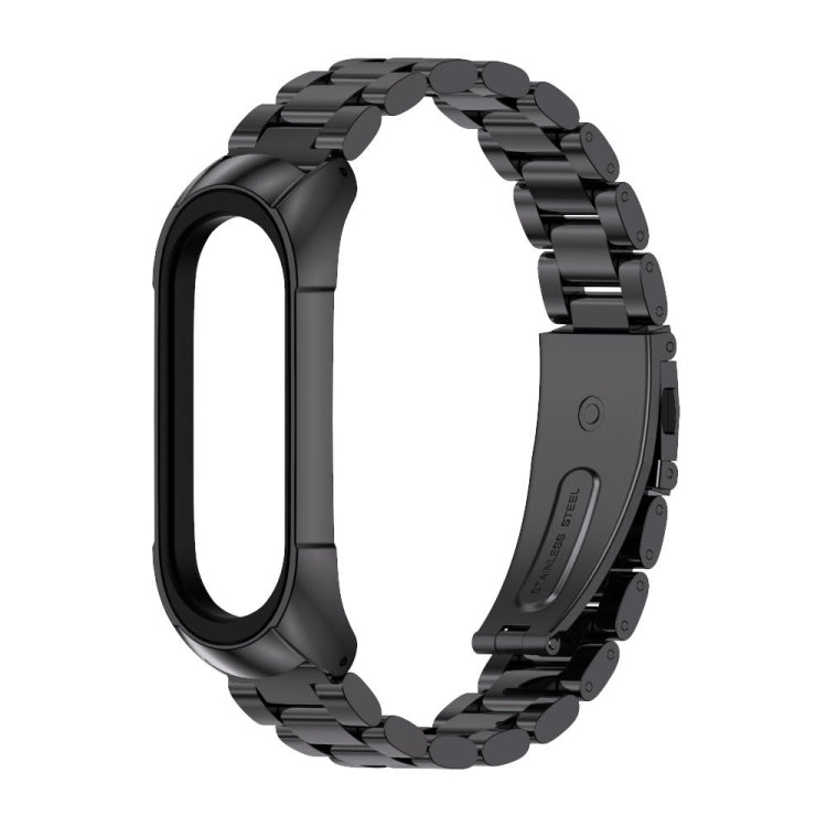 For Xiaomi Mi Band 6 / 6 NFC MIJOBS TF2 Tri-Bead Stainless Steel Watch Band(Black) - Watch Bands by MIJOBS | Online Shopping UK | buy2fix