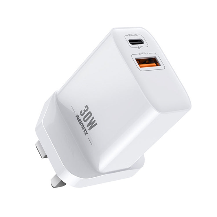 REMAX RP-U82 30W USB+USB-C/Type-C Dual Interface Fast Charger, Specification:UK Plug(White) - USB Charger by REMAX | Online Shopping UK | buy2fix