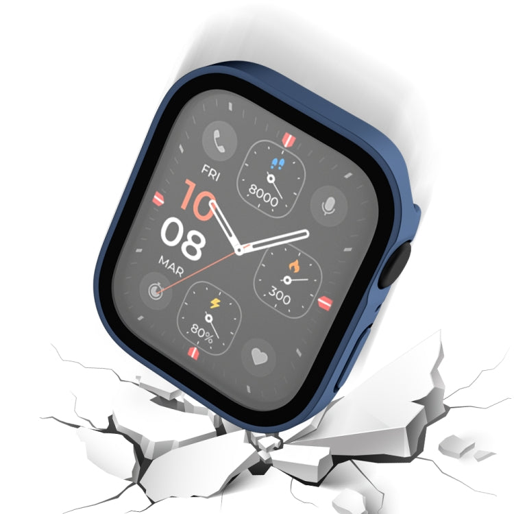 Life Waterproof Frosted 2 in 1 PC Frame + Tempered Glass Protective Case For Apple Watch Series 6 / 5 / 4 / SE 40mm(Blue) - Watch Cases by buy2fix | Online Shopping UK | buy2fix