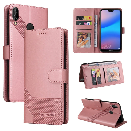 For Huawei P20 Lite GQUTROBE Skin Feel Magnetic Leather Phone Case(Rose Gold) - Huawei Cases by GQUTROBE | Online Shopping UK | buy2fix