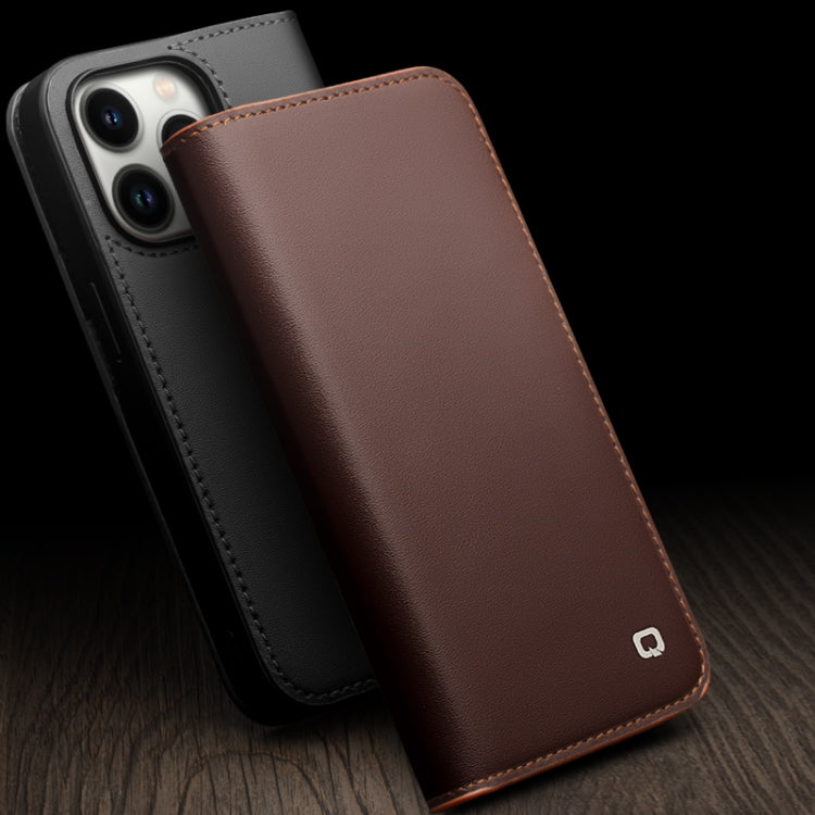 For iPhone 14 Pro Max QIALINO Business Horizontal Flip PU Phone Case (Brown) - iPhone 14 Pro Max Cases by QIALINO | Online Shopping UK | buy2fix