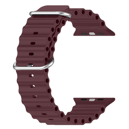 Ocean Silicone Watch Band For Apple Watch Ultra & Watch Ultra 2 49mm / Series 9&8&7 45mm / SE 3&SE 2&6&SE&5&4 44mm (Wine Red) - Watch Bands by buy2fix | Online Shopping UK | buy2fix