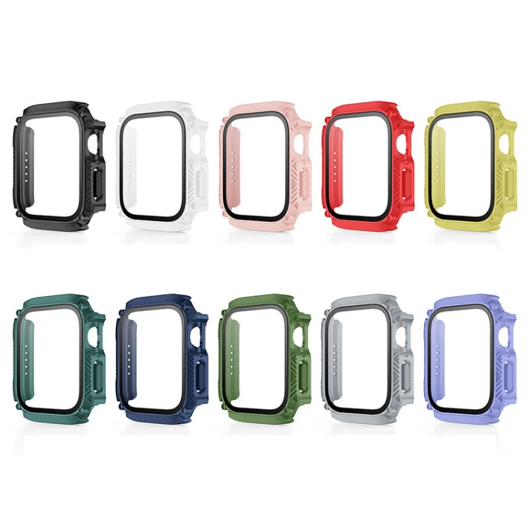 Screen Tempered Glass Film Armor Waterproof Watch Case For Apple Watch Series 8&7 45mm(Yellow) - Watch Cases by buy2fix | Online Shopping UK | buy2fix