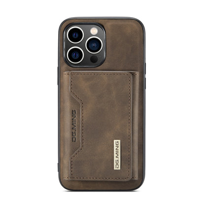 For iPhone 14 Pro DG.MING M2 Series 3-Fold Card Bag Leather Case(Coffee) - iPhone 14 Pro Cases by DG.MING | Online Shopping UK | buy2fix