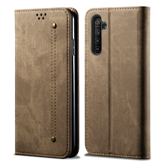 For OPPO Realme 6 Pro Denim Texture Casual Style Horizontal Flip Leather Case with Holder & Card Slots & Wallet(Khaki) - Realme Cases by buy2fix | Online Shopping UK | buy2fix