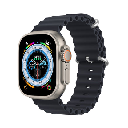 DUX DUCIS Sea Wave Silicone Watch Band For Apple Watch Series 8&7 45mm / SE 2&6&SE&5&4 44mm / 3&2&1 42mm(Midnight) - Watch Bands by DUX DUCIS | Online Shopping UK | buy2fix