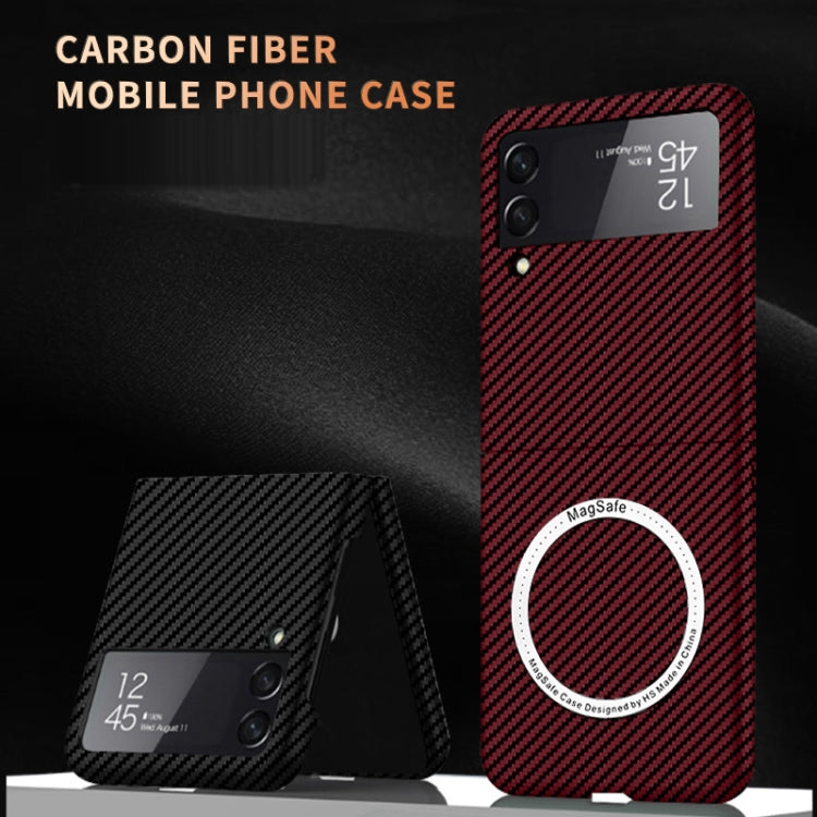 For Samsung Galaxy Z Flip3 5G Carbon Fiber Texture MagSafe Magnetic Phone Case(Black) - Galaxy Phone Cases by buy2fix | Online Shopping UK | buy2fix