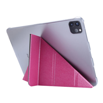 For iPad Air 13 2024 / Pro 12.9 2020 Silk Texture Horizontal Deformation Flip Leather Tablet Case with Three-folding Holder(Rose Red) - iPad Pro 12.9 (2020) Cases by buy2fix | Online Shopping UK | buy2fix