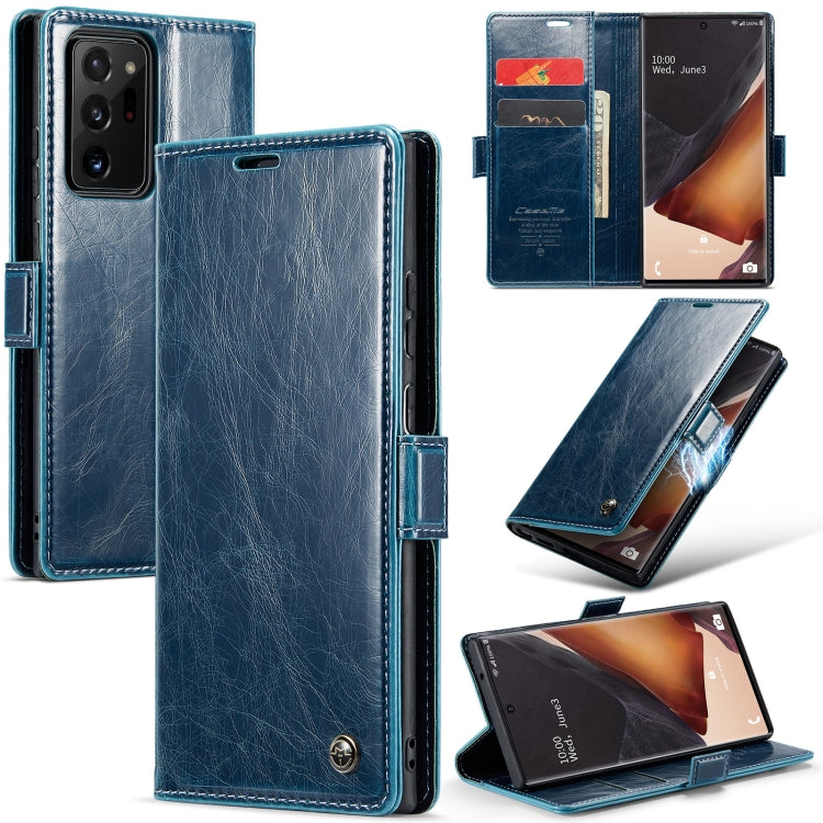 For Samsung Galaxy Note20 Ultra CaseMe 003 Crazy Horse Texture Leather Phone Case(Blue) - Galaxy Phone Cases by CaseMe | Online Shopping UK | buy2fix