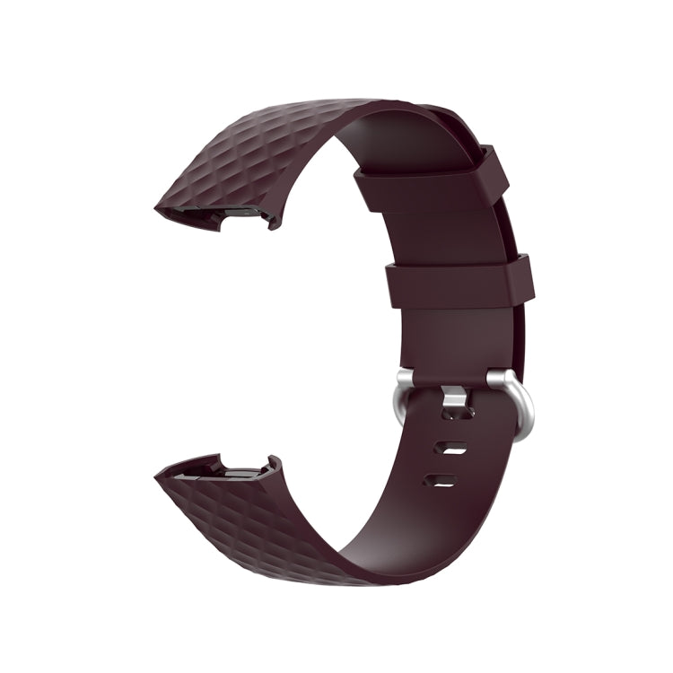 18mm Silver Color Buckle TPU Wrist Strap Watch Band for Fitbit Charge 4 / Charge 3 / Charge 3 SE, Size: S(Rosewood) - Watch Bands by buy2fix | Online Shopping UK | buy2fix