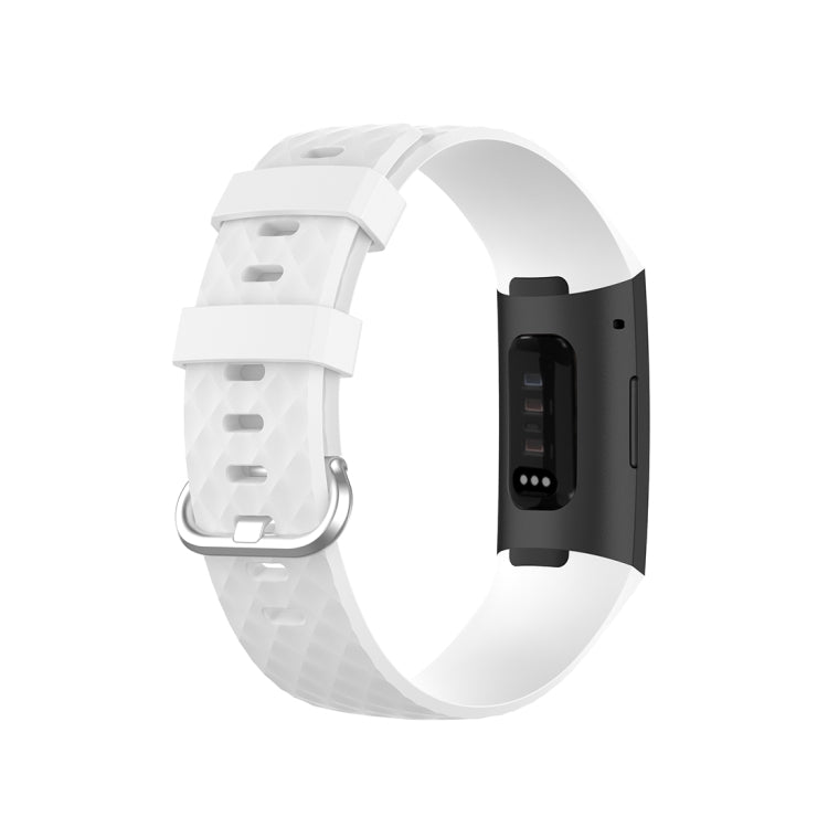 18mm Silver Color Buckle TPU Wrist Strap Watch Band for Fitbit Charge 4 / Charge 3 / Charge 3 SE, Size: L(White) - Watch Bands by buy2fix | Online Shopping UK | buy2fix