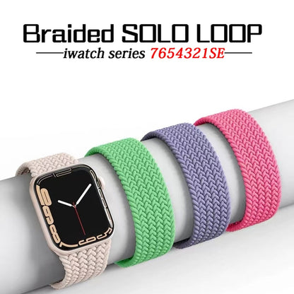 Nylon Single-turn Braided Watch Band For Apple Watch Ultra 49mm / Series 8&7 45mm / SE 2&6&SE&5&4 44mm / 3&2&1 42mm, Length:135mm(Pearl White) - Watch Bands by buy2fix | Online Shopping UK | buy2fix