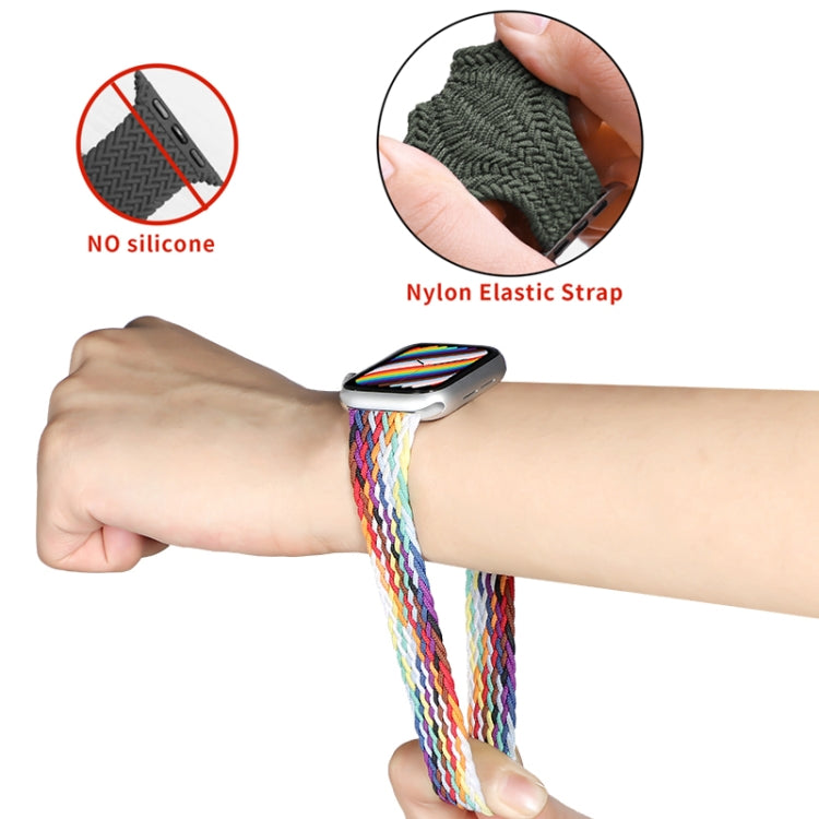 Nylon Single-turn Braided Watch Band For Apple Watch Ultra 49mm / Series 8&7 45mm / SE 2&6&SE&5&4 44mm / 3&2&1 42mm, Length:135mm(Limes) - Watch Bands by buy2fix | Online Shopping UK | buy2fix