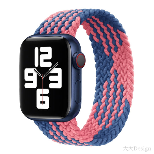 Nylon Single-turn Braided Watch Band For Apple Watch Ultra 49mm&Watch Ultra 2 49mm / Series 9&8&7 45mm / SE 3&SE 2&6&SE&5&4 44mm / 3&2&1 42mm, Length:165mm(W Blue Pink) - Watch Bands by buy2fix | Online Shopping UK | buy2fix