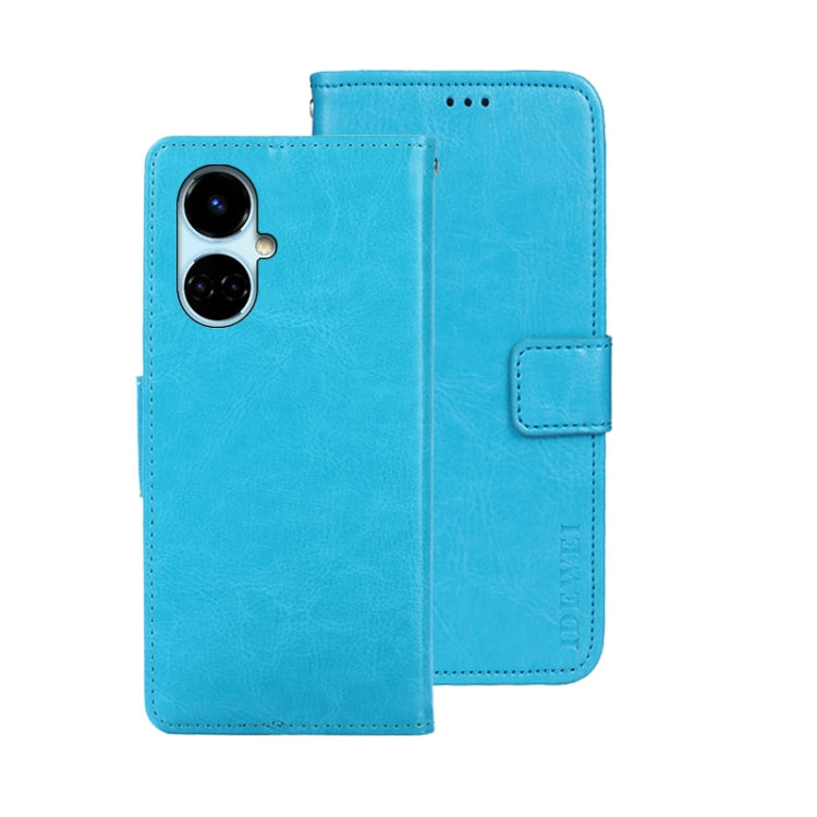 For Tecno Camon 19 idewei Crazy Horse Texture Leather Phone Case(Sky Blue) - Tecno Cases by idewei | Online Shopping UK | buy2fix