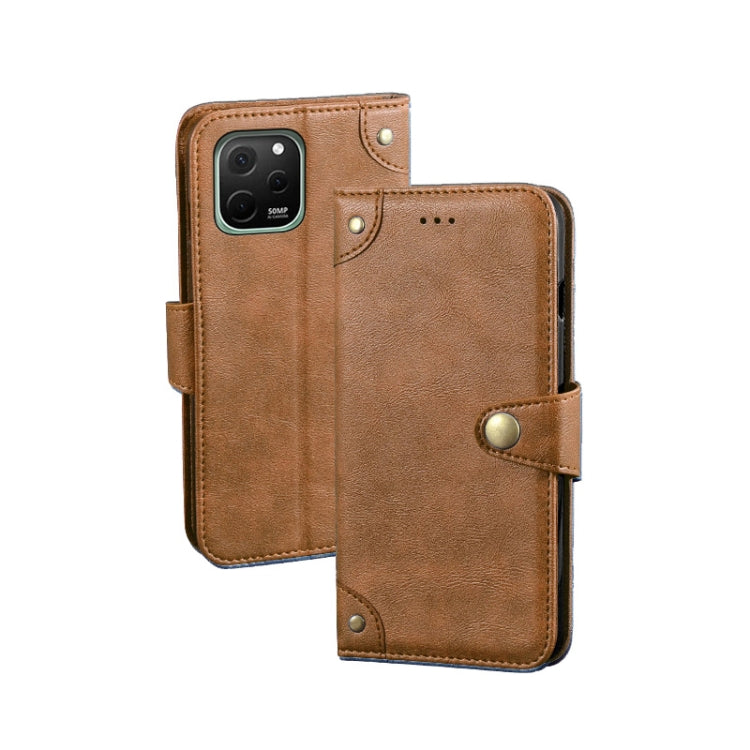 For Huawei nova Y61 4G idewei Retro Texture Leather Phone Case(Khaki) - Huawei Cases by idewei | Online Shopping UK | buy2fix