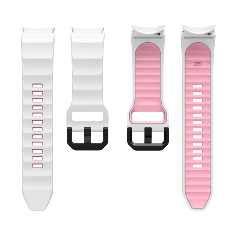 For Samsung Galaxy Watch5 Pro Wave Two Color Silicone Watch Band(White Pink) - Watch Bands by buy2fix | Online Shopping UK | buy2fix