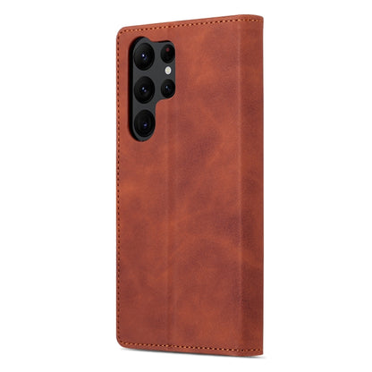 For Samsung Galaxy S23 Ultra 5G AZNS Skin Feel Calf Texture Flip Leather Phone Case(Brown) - Galaxy S23 Ultra 5G Cases by AZNS | Online Shopping UK | buy2fix