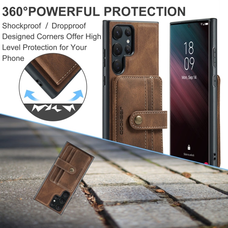 For Samsung Galaxy S24 Ultra 5G JEEHOOD RFID Blocking Anti-Theft Magnetic Phone Case(Brown) - Galaxy S24 Ultra 5G Cases by JEEHOOD | Online Shopping UK | buy2fix