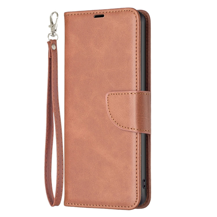 For Xiaomi Redmi Note 13 4G Global Lambskin Texture Pure Color Flip Leather Phone Case(Brown) - Note 13 Cases by buy2fix | Online Shopping UK | buy2fix