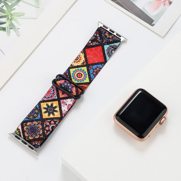 Ethnic Style Buckle Elastic Watch Band For Apple Watch Ultra 49mm&Watch Ultra 2 49mm / Series 9&8&7 45mm / SE 3&SE 2&6&SE&5&4 44mm / 3&2&1 42mm(Colorful Totem) - Watch Bands by buy2fix | Online Shopping UK | buy2fix