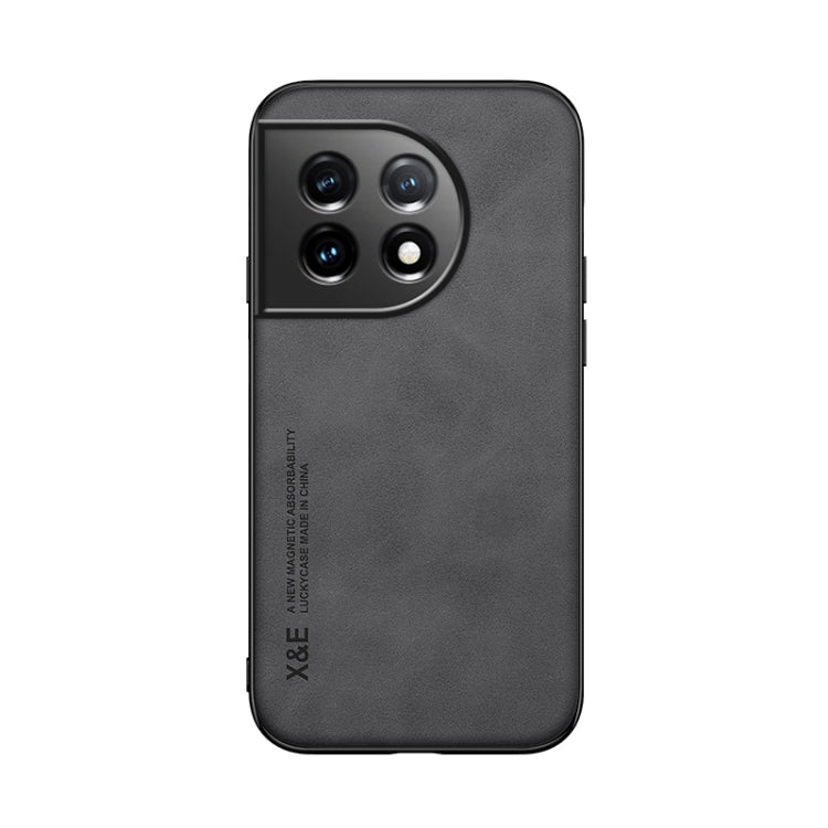 For OnePlus 11 Lamba Skin Feel Magnetic Leather Phone Case(Dark Grey) - OnePlus Cases by buy2fix | Online Shopping UK | buy2fix